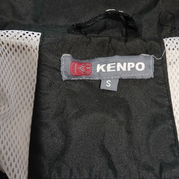 Kenpo Men's Small Full-Zip Windbreaker Cream/Black Long-Sleeved Adjustable Hem - Picture 5 of 11